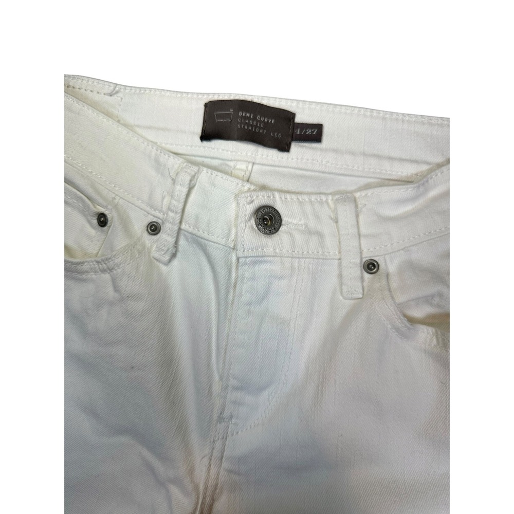 Levis Demi Curve Classic Straight Leg Jeans White Denim Womens 4/27 Mid Rise - Picture 3 of 10